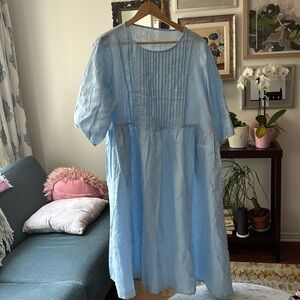 Linen pintucked summer dress